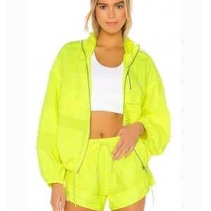 Free People Movement Yellow Check It Out Running Jacket sz S
